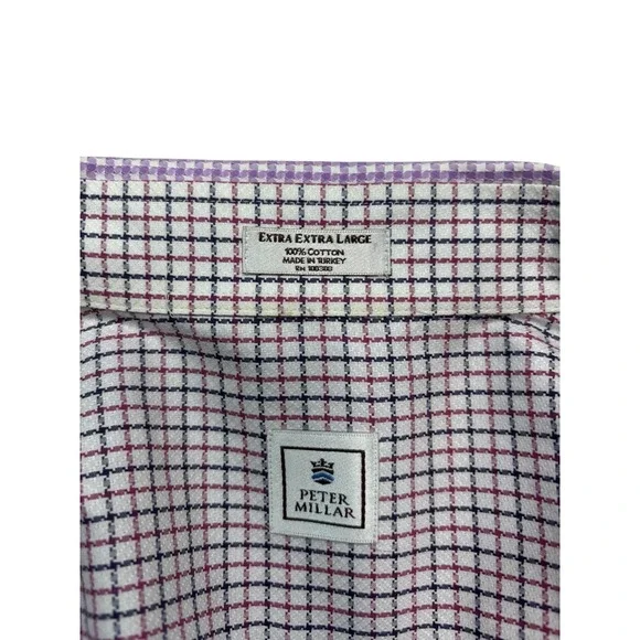 Peter Millar Mens XXL Purple Houndstooth Cotton Button Down Shirt #919 - Picture 3 of 9